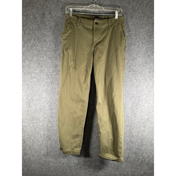 GAP Pants Womens Size 4 Green Khaki Elastic Waist Casual Chinos Trousers Comfort - Picture 1 of 8